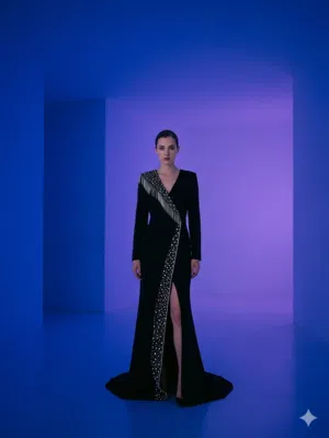 فستان اسود طويل