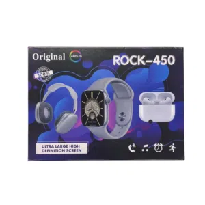 ساعتك وسماعاتك بجهاز واحد!  ROCK-450 تجمع شاشة كبيرة واضحة لتتبع خطواتك وسعراتك مع سماعات
