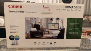 طابعة Canon PIXMA G4470 شبه جديدة مع الكرتون والفاتورة