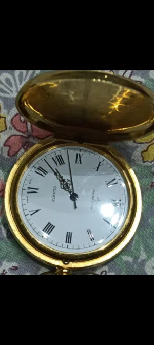 ساعه جيب سويسري continental  ميناء ابيض  غطاء دهبي بسلسله طويله  ساعه نادرة الحروف بالاتيني جديدة