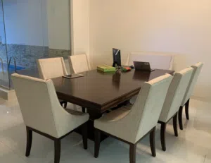 dining table 233x130 cm طاولة اكل مستعملة مع 7 كراسي (Expat leaving)