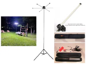 120W Outdoor Multi-Fuction Camping Picnic barbecue Six side Lamp full set – Full Kit with Carry Case