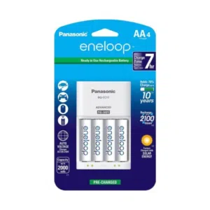 Panasonic Eneloop BQ-CC17 –شاحن بطاريات مع 4 بطاريات AA قابلة لإعادة الشحن  بطاريات باناسونك الاصلي