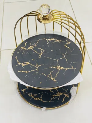 Elegant 2-Layer Ceramic Plate with Cage Stand