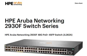 HPE Aruba JL262A Networking 2930F 48G PoE+ 4SFP Managed L3 Gigabit Power over Ethernet