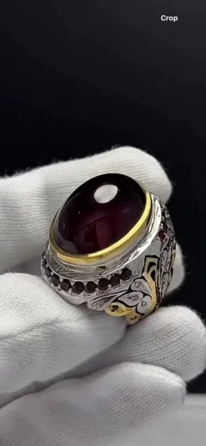 خواتم رجالیه فضیه عيار 925 رجاليه احجار كريمة طبيعية  عقیق فیروزه و یاقوت شغل يدوي فاخر