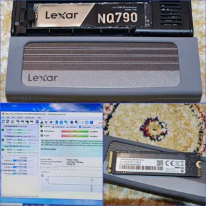للبيع 1TB  SSD Nvme مع كيس لنقل ملفات جديدة بس استخدمت 3 ساعات