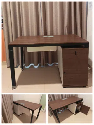 Study Table + 3-Drawer Pedestal – Built-in Cable Port!