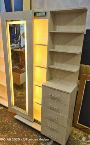 دولاب الاكسسوارات بمرايا ليد جرار قناة روكا لديكورات mdf