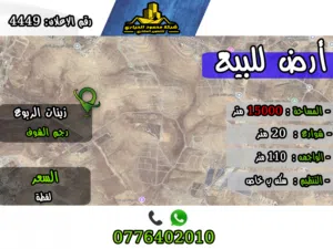 رقم الاعلان (4450) ارض سكنية استثمارية للبيع في منطقة زينات الربوع