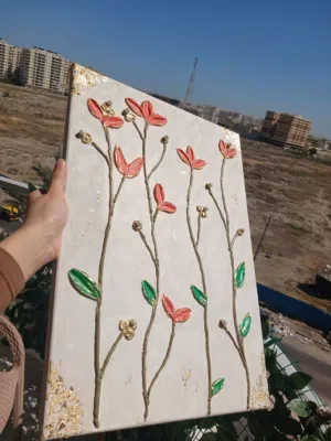 تابلوه 3D بورق الدهب و المعجون البارز