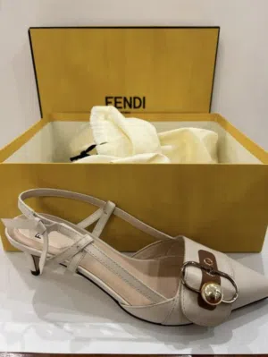 used fendi leather short heels