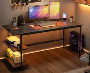 Gaming Desk with side shelves