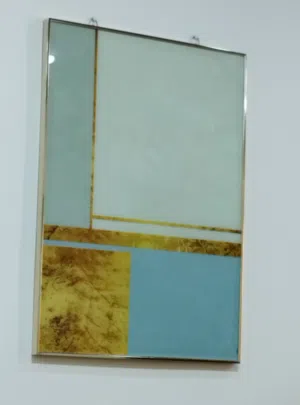 لوحة مودرن مزخرفة بألوان جميلة للبيع لون ذهبي وأزرق سماوي