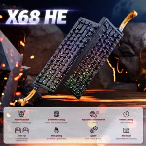 ATTACK S ATTACK SHARK X68 HE Rapid Trigger KeyboarHARK X68 HE Rapid Trigger Keyboard Magnetic Switch