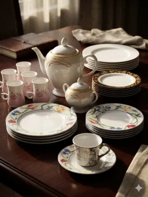 vintage-style tea and dinnerware set
