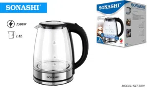 سخان ماء كتل سوناشي اليابانية 1.7 لتر زجاج مع اضائة كفالة لمدة عام