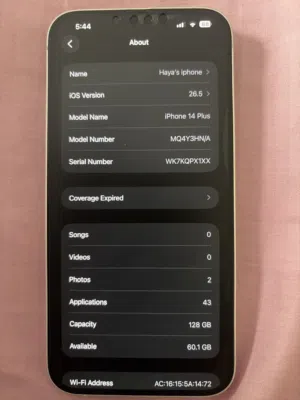 آيفون 14 بلس ،128 جيجا