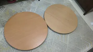 Set of 2 Matching Round Wooden Coffee/Study/ Floor Tables