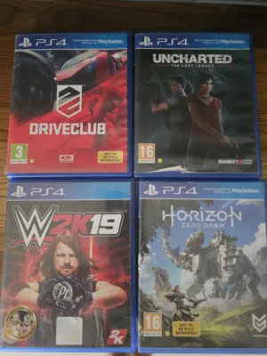 PS4 GAME CD 6 omr each. Horizon , Uncharted the lost legacy , WWE , Drive club.
