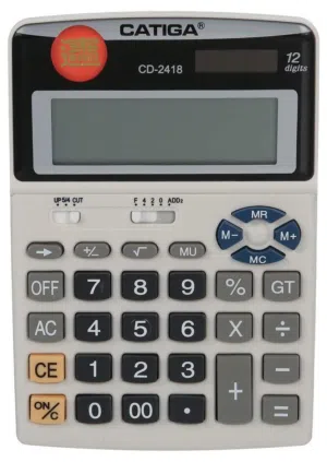 للبيع آلة حاسبة CATIGA أصلية بحالة الزيرو بالكرتونة  الموديل: CATIGA CD-2418 (12 Digits)
