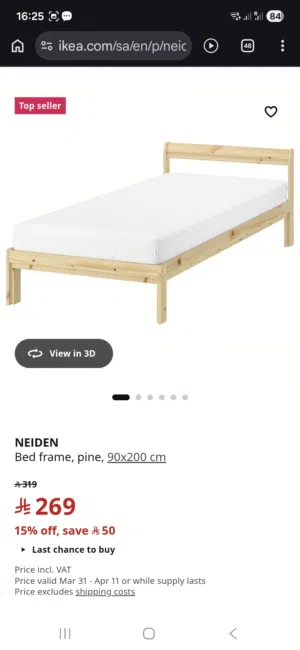 ikea single bed 90×200