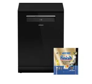 Hitachi HDF-F158CVGB Freestanding Dishwasher 15 Place Settings 8 Programs Silent Operation Black
