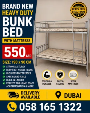 heavy duty bunk bed with two mattress for sale