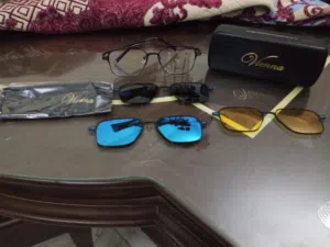 نظارات كليب اون 3 غيارات ماركة vieena بلورايزد بالجراب الأصلي والمنديل