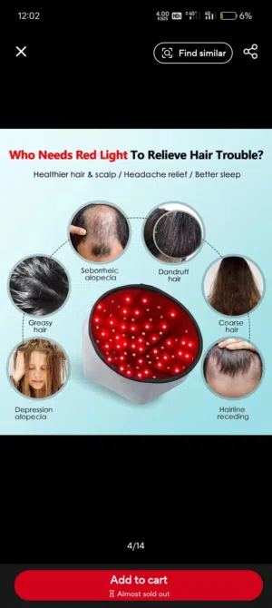 علاج صلع الشعر وتساقطه بالأشعة الحمراء hair growth cap with red light therapy