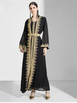 Elegant Khizana Moroccan Dress Set - Black