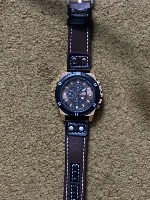 ساعة رجالية Mei te بتصميم أنيق – سوار جلد بني