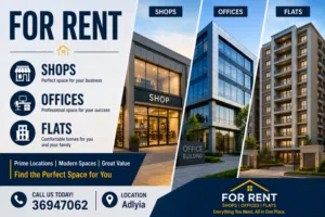 shops / Offices / Flats for rent in prime location in Adlyia