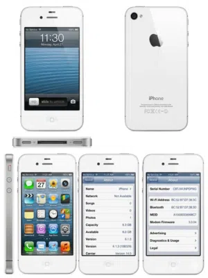 Rare Mint Condition White iPhone 4 (A1349) + Charger  iOS 6.1.3  Collector's Piece