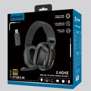 سماعات هيدسيت لاسلكي بلوتوث KOMC GT100 2.4GHZ STEREO SURROUND WIRELESS BLUETOOTH GAMING HEADSET