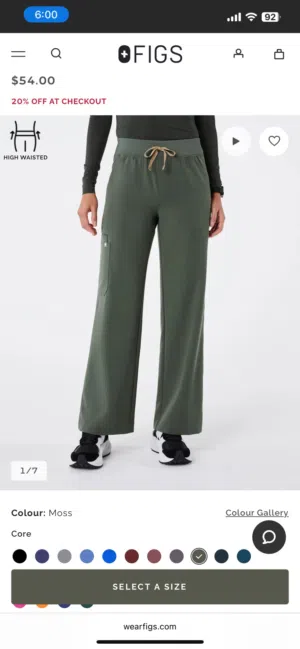 Figs scrubs pants only moss color, very new