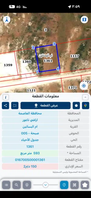 ارض للبيع طريق المطار بالقرب من مدارس الشويفات ونادي الجواد العربي