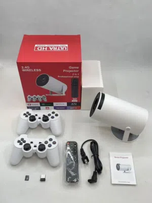 بروجكتر الألعاب مع يدين المميز  يحتوي على 10000 لعبة مواصفات عديدة