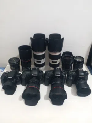 Canon 5D IV, 5D SR, 6D, 750D, EF 70-200 III & II, 24-70 II & I, 100, 24-105, 50 check description