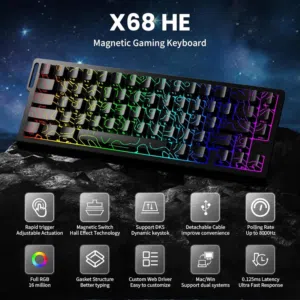 كيبورد Attack Shark X68 HE سويتش مغناطيسي جديد ومتوفر توصيل بدينارين لجميع المملكه