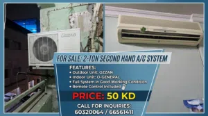 Two ton split ac out door ozzan indoor o general with remote good working