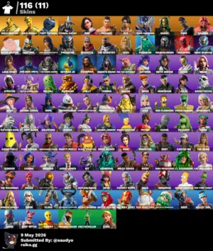 للبيع حساب فورت فاخر جدا فيه اشياء نادرة منه اكس كريتوس وسكن ابل النادر ومضلة ترافيس سكوت ويربط سوني