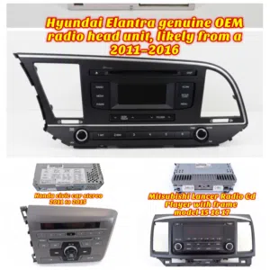 Hyundai Elantra genuine OEM radio head unit, likely from a 2011–2016AM/FM Radio, CD/MP3 Player, Blue