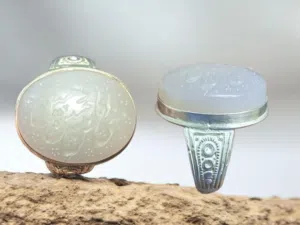 خاتم عقيق يماني أبيض أصلي