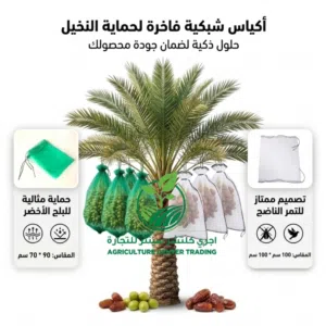 أكياس شبكية فاخرة لحماية التمور والنخيل، أكياس النخيل البيضاء 100*100سم، وأكياس النخيل الخضراء 90*70
