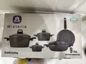 Brand New Wisteria 9-Piece Granite Non-Stick Cookware Set (Made in Turkey)