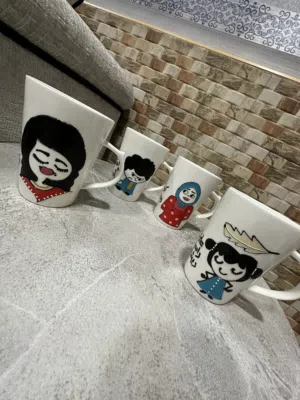 اكواب للنسكافيه 4 رسومات وكتابات جديد بسعر 5 للمج