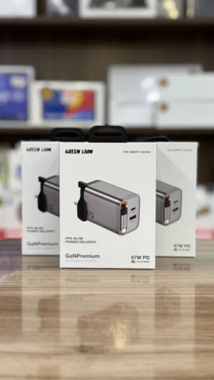 شاحن جدراي مع سلك مدمج  67 واط Green Lion GaNPremium 67W PD Charger