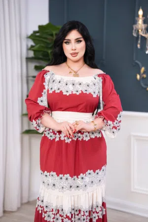 وصل حديثاً.. فستان نسائي يجمع بين البساطة والرقي:  القماش: كريشة نخب أول (خامة ممتازة).