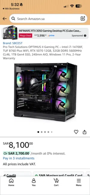 NEW Gaming PC core i7 RTX 5070 12gb